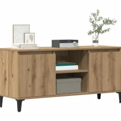 Tv Meubels-vidaXL - TV-meubel met 2 deuren en 2 vakken - Artisanaal eiken - 102x35x50 cm