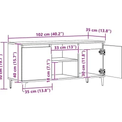 Tv Meubels-vidaXL - TV-meubel met 2 deuren en 2 vakken - Artisanaal eiken - 102x35x50 cm