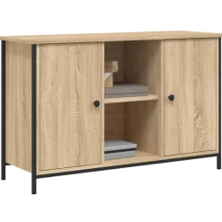 Tv Meubels-vidaXL - TV-meubel met 2 deuren 2 vakken - Sonoma eiken - Hout - 100x35x65 cm