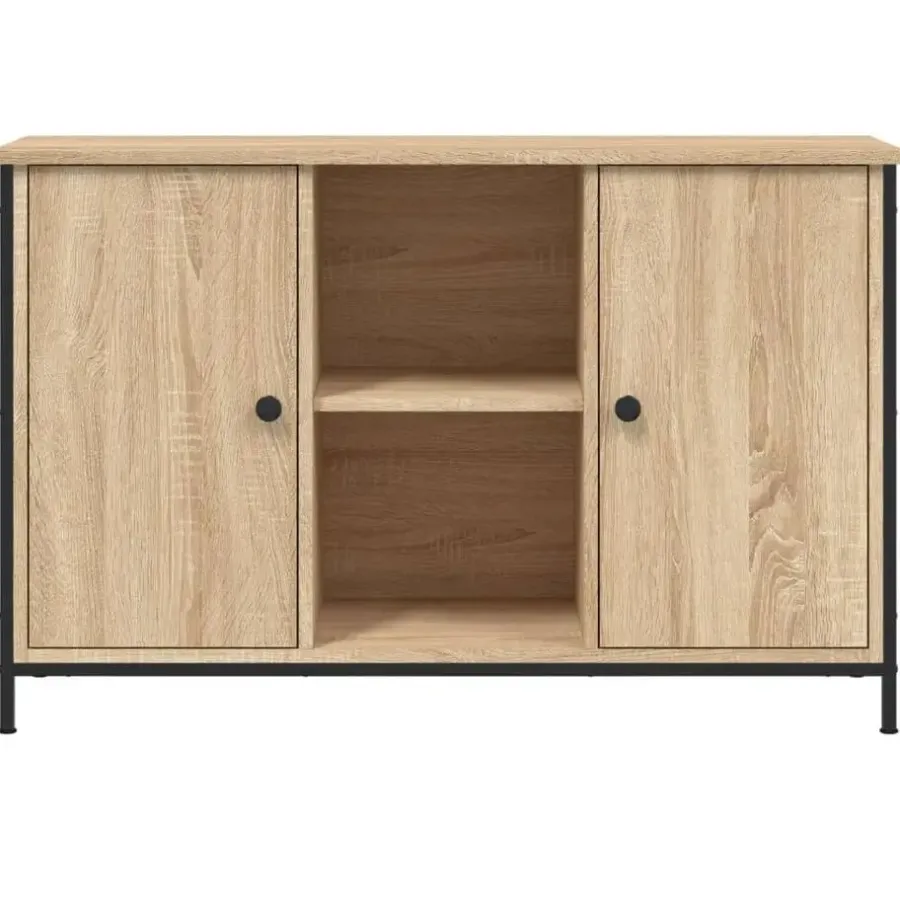 Tv Meubels-vidaXL - TV-meubel met 2 deuren 2 vakken - Sonoma eiken - Hout - 100x35x65 cm