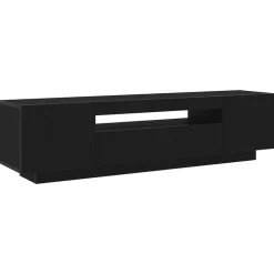 Tv Meubels-vidaXL - TV-meubel met 3 deuren - Zwart eiken - Bewerkt hout - 160x35x40 cm
