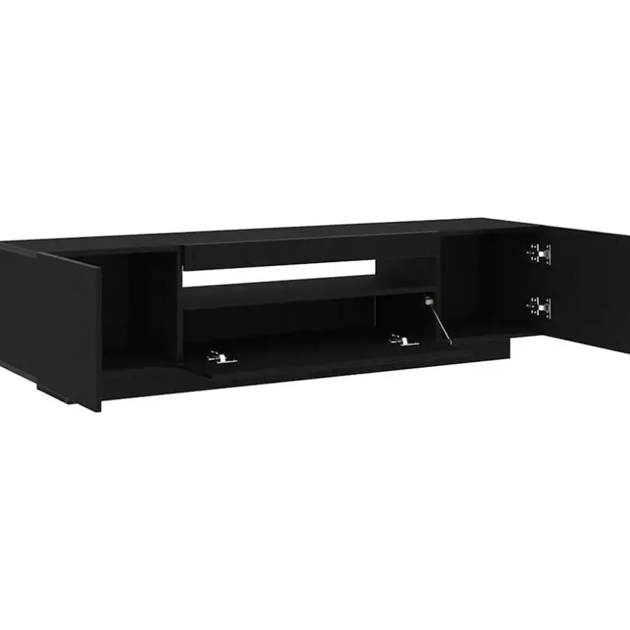 Tv Meubels-vidaXL - TV-meubel met 3 deuren - Zwart eiken - Bewerkt hout - 160x35x40 cm