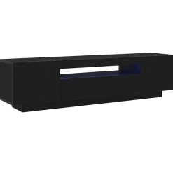 Tv Meubels-vidaXL - TV-meubel met 3 deuren - Zwart eiken - Bewerkt hout - 160x35x40 cm