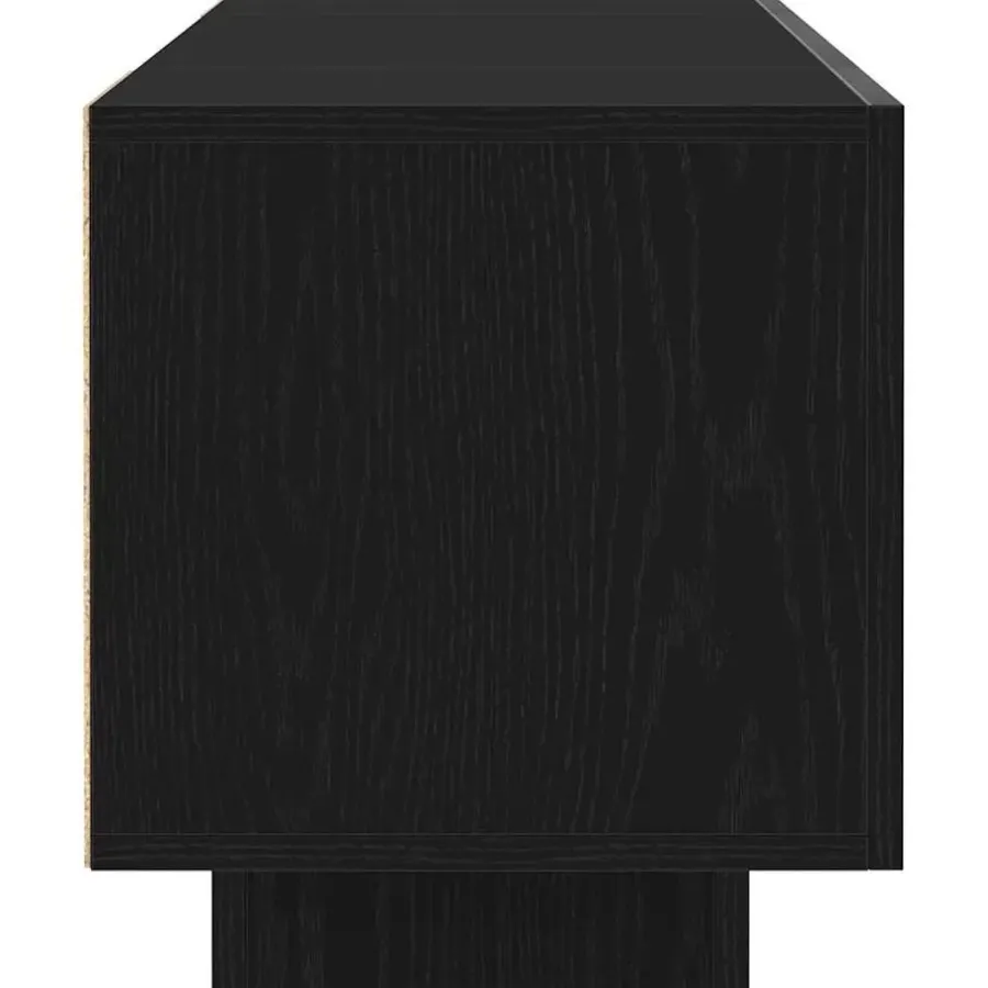 Tv Meubels-vidaXL - TV-meubel met 3 deuren - Zwart eiken - Bewerkt hout - 160x35x40 cm