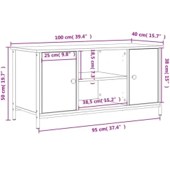 Tv Meubels-vidaXL - TV-meubel met 2 deuren 2 vakken - Sonoma eiken - Hout - 100x40x50 cm