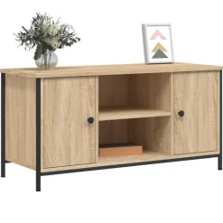 Tv Meubels-vidaXL - TV-meubel met 2 deuren 2 vakken - Sonoma eiken - Hout - 100x40x50 cm