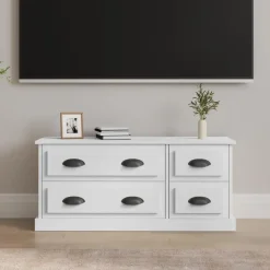 Tv Meubels-vidaXL - TV-meubel met 4 lades - Wit - Bewerkt hout - 100x35.5x45 cm