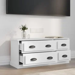 Tv Meubels-vidaXL - TV-meubel met 4 lades - Wit - Bewerkt hout - 100x35.5x45 cm
