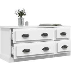 Tv Meubels-vidaXL - TV-meubel met 4 lades - Wit - Bewerkt hout - 100x35.5x45 cm