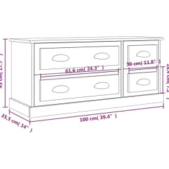 Tv Meubels-vidaXL - TV-meubel met 4 lades - Wit - Bewerkt hout - 100x35.5x45 cm