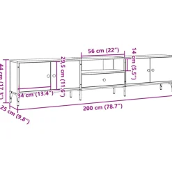 vidaXL - TV-meubel met 1 lade en 4 deuren - Oud hout - 200x25x44 cm