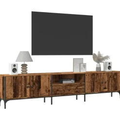 vidaXL - TV-meubel met 1 lade en 4 deuren - Oud hout - 200x25x44 cm