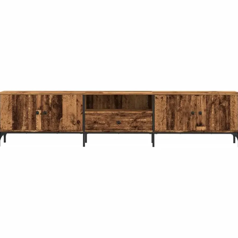 vidaXL - TV-meubel met 1 lade en 4 deuren - Oud hout - 200x25x44 cm