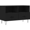 Tv Meubels-vidaXL - TV-meubel met 2 lades en 2 vakken - Zwart - Hout - 80x36x50 cm