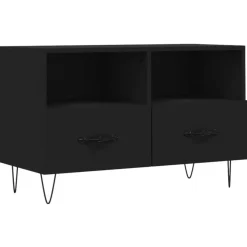 Tv Meubels-vidaXL - TV-meubel met 2 lades en 2 vakken - Zwart - Hout - 80x36x50 cm