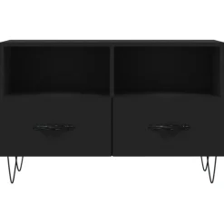 Tv Meubels-vidaXL - TV-meubel met 2 lades en 2 vakken - Zwart - Hout - 80x36x50 cm