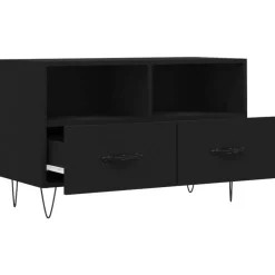 Tv Meubels-vidaXL - TV-meubel met 2 lades en 2 vakken - Zwart - Hout - 80x36x50 cm