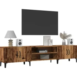 vidaXL - TV-meubel met 2 vakken 4 deuren - Oud hout - 180x31.5x40 cm