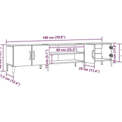 Tv Meubels-vidaXL - TV-meubel met 2 vakken 4 deuren - Artisanaal eiken - 180x31.5x40 cm