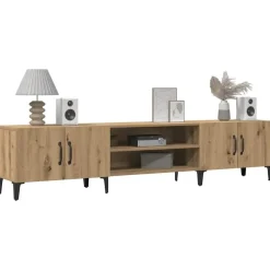 Tv Meubels-vidaXL - TV-meubel met 2 vakken 4 deuren - Artisanaal eiken - 180x31.5x40 cm