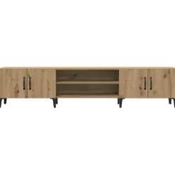 Tv Meubels-vidaXL - TV-meubel met 2 vakken 4 deuren - Artisanaal eiken - 180x31.5x40 cm