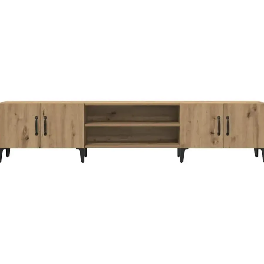 Tv Meubels-vidaXL - TV-meubel met 2 vakken 4 deuren - Artisanaal eiken - 180x31.5x40 cm