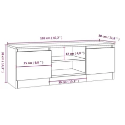 vidaXL - Tv-meubel met deur - Grijs - Bewerkt hout - 102 x 30 x 36 cm