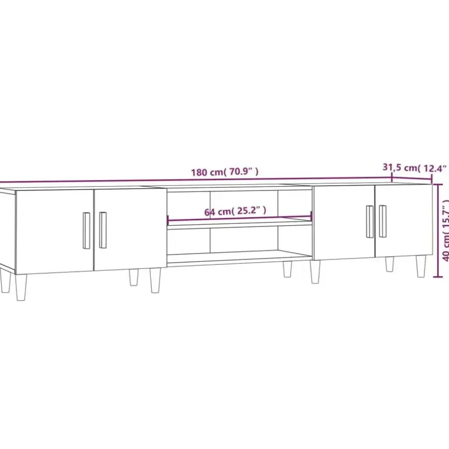vidaXL - TV-meubel met deuren - Sonoma eiken - Hout -180x31.5x40 cm