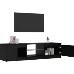 Tv Meubels-vidaXL - TV-meubel met glas legplank en 2 deuren - Zwart eiken - 140x40x35.5 cm