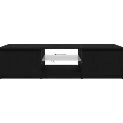 Tv Meubels-vidaXL - TV-meubel met glas legplank en 2 deuren - Zwart eiken - 140x40x35.5 cm
