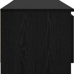 Tv Meubels-vidaXL - TV-meubel met glas legplank en 2 deuren - Zwart eiken - 140x40x35.5 cm