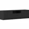 Tv Meubels-vidaXL - TV-meubel met lade en 2 deuren - Zwart eiken - Hout - 140x35x40 cm