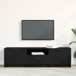 Tv Meubels-vidaXL - TV-meubel met lade en 2 deuren - Zwart eiken - Hout - 140x35x40 cm