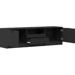 Tv Meubels-vidaXL - TV-meubel met lade en 2 deuren - Zwart eiken - Hout - 140x35x40 cm