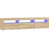 vidaXL - TV-meubel met LED en 3 deuren - Sonoma eiken - Hout - 180x35x40 cm