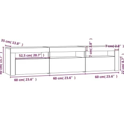 vidaXL - TV-meubel met LED en 3 deuren - Sonoma eiken - Hout - 180x35x40 cm