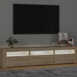 vidaXL - TV-meubel met LED en 3 deuren - Sonoma eiken - Hout - 180x35x40 cm