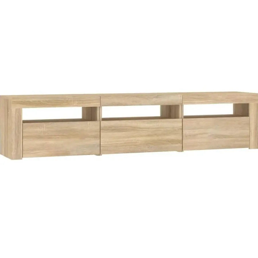 vidaXL - TV-meubel met LED en 3 deuren - Sonoma eiken - Hout - 180x35x40 cm