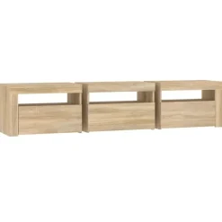 vidaXL - TV-meubel met LED en 3 deuren - Sonoma eiken - Hout - 180x35x40 cm