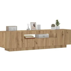 vidaXL - TV-meubel met LED en 3 deuren - Artisanaal eiken - 160x35x40 cm