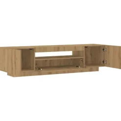 vidaXL - TV-meubel met LED en 3 deuren - Artisanaal eiken - 160x35x40 cm