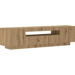 vidaXL - TV-meubel met LED en 3 deuren - Artisanaal eiken - 160x35x40 cm