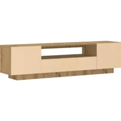 vidaXL - TV-meubel met LED en 3 deuren - Artisanaal eiken - 160x35x40 cm