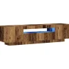 Tv Meubels-vidaXL - TV-meubel met LED en 3 deuren - Oud hout - 160x35x40 cm
