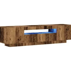 Tv Meubels-vidaXL - TV-meubel met LED en 3 deuren - Oud hout - 160x35x40 cm