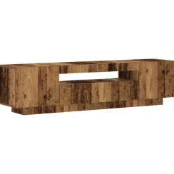 Tv Meubels-vidaXL - TV-meubel met LED en 3 deuren - Oud hout - 160x35x40 cm