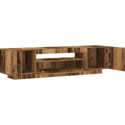 Tv Meubels-vidaXL - TV-meubel met LED en 3 deuren - Oud hout - 160x35x40 cm