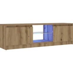Tv Meubels-vidaXL - TV-meubel met LED en 2 deuren - Artisanaal eiken - 120x30x36 cm