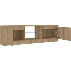 Tv Meubels-vidaXL - TV-meubel met LED en 2 deuren - Artisanaal eiken - 120x30x36 cm