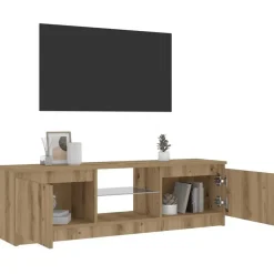 Tv Meubels-vidaXL - TV-meubel met LED en 2 deuren - Artisanaal eiken - 120x30x36 cm